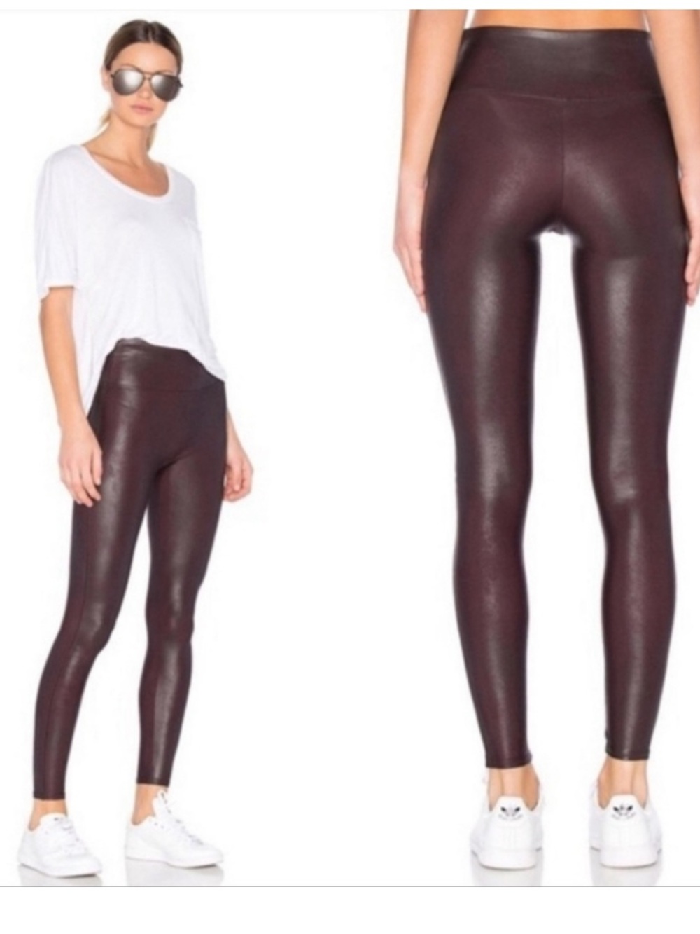 Spanx burgundy faux leather leggings M